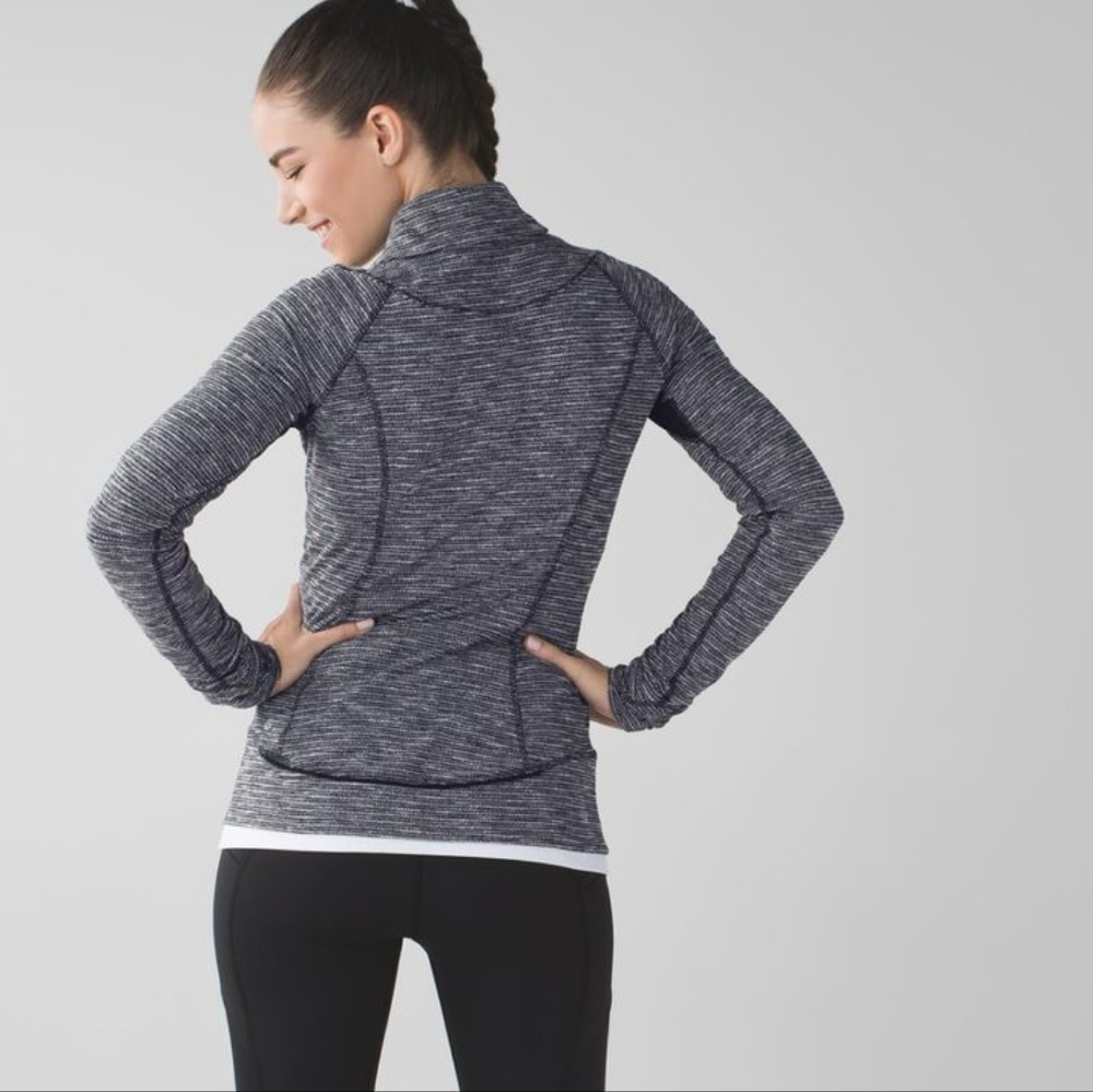 Lululemon Think Fast Women’s Pullover Heathered Black White Coco Pique - Size 10 - Picture 2 of 16